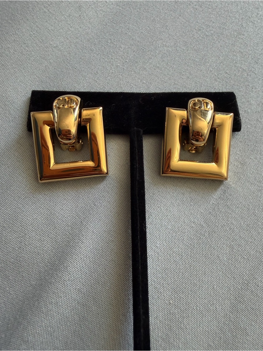 Dior Gold-Tone Square Pendant & Earring Set with Crystal Accents - Picture 3 of 6